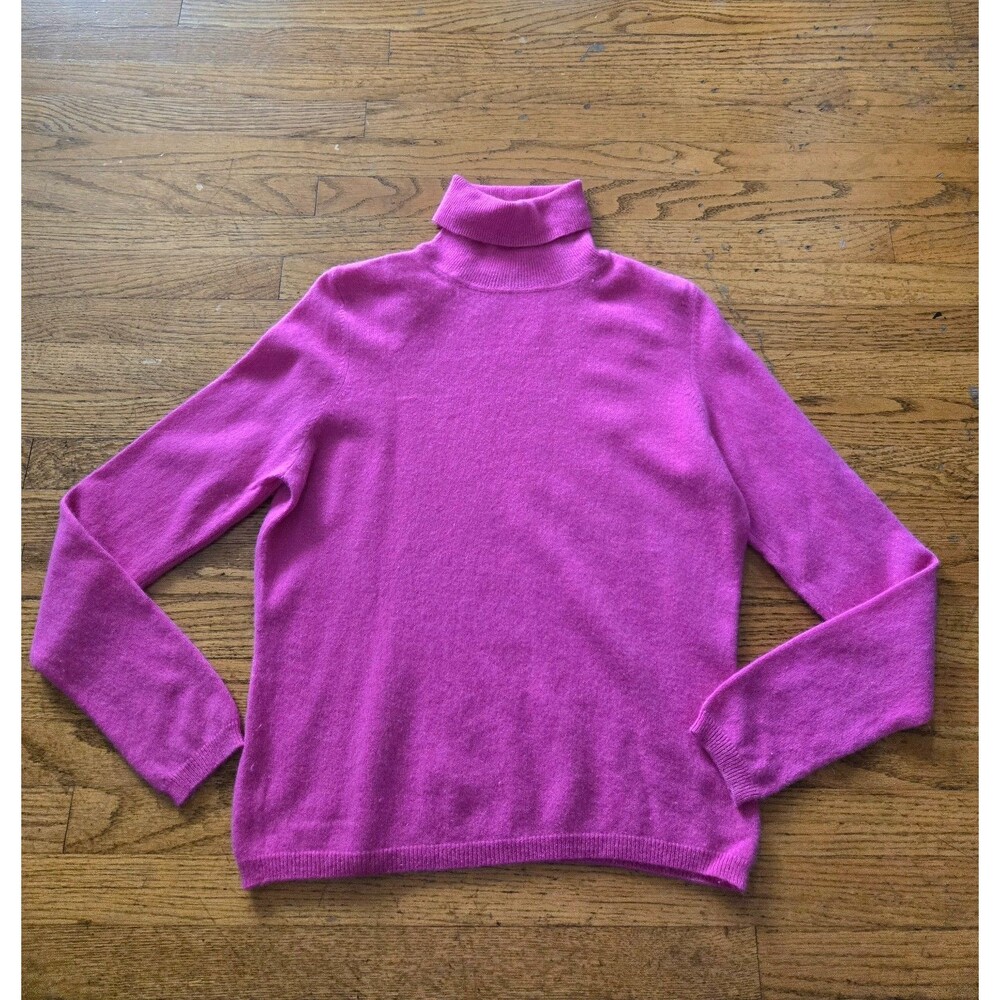 Valerie Stevens Womens 2-ply 100% Cashmere Pink Turtleneck Sweater Petite/Lg